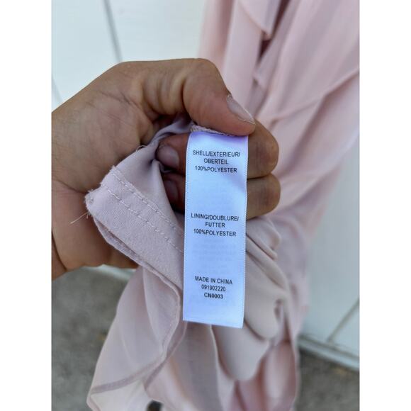 Adrianna Papell Evening Gown, Long, One Shoulder, Ruffles, Light Pink, Size 10 - Picture 4 of 6